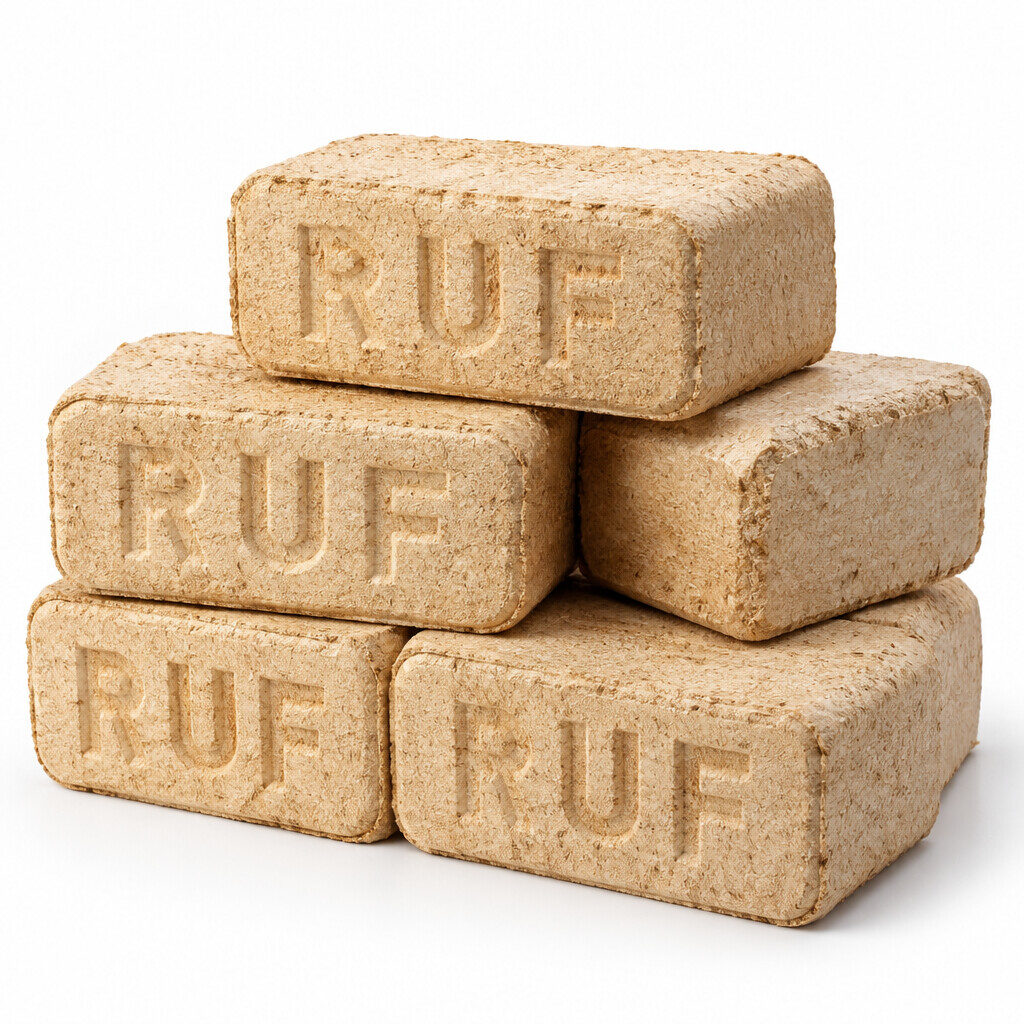 Træbriketter RUF Hård – Palle 960 kg (96 × 10 kg) – billede 2